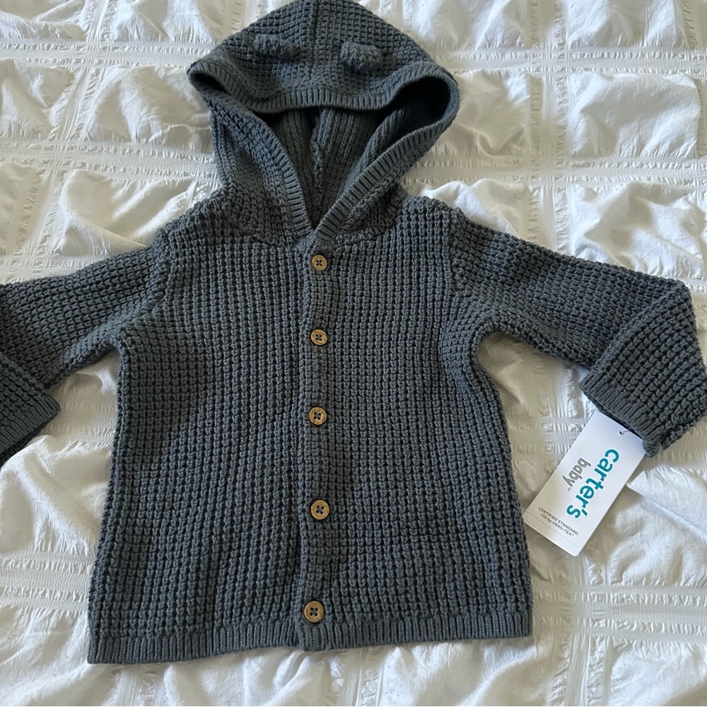 Carter's Baby Gray Knit Hoodie Size 12 months